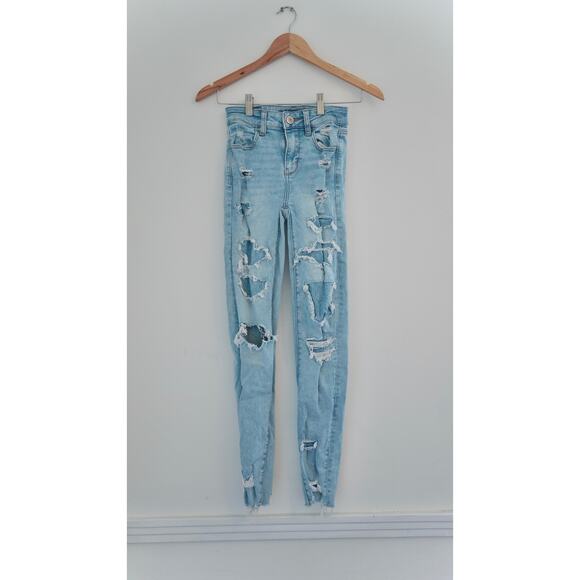 American Eagle Light Wash Jeggings Size 00 - Picture 1 of 4